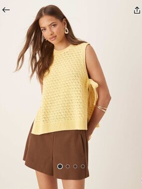 NWOT ASOS DESIGN crochet knit open side tank in yellow